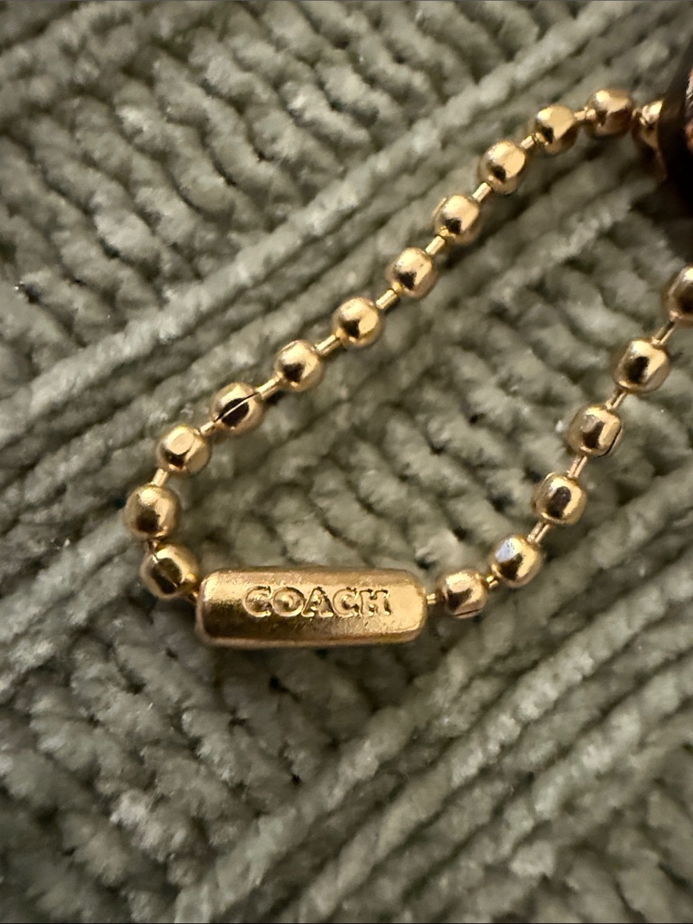 Coach Tan Leather Tag with stamped Gold Chain Coach authentic bag charm - Picture 5 of 7